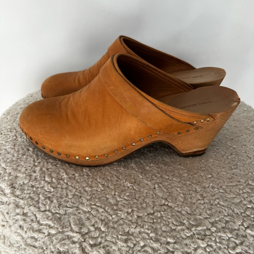 Isabel Marant Tan Wooden Clogs